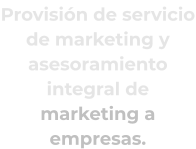 Provisión de servicio de marketing y asesoramiento integral de marketing a empresas.